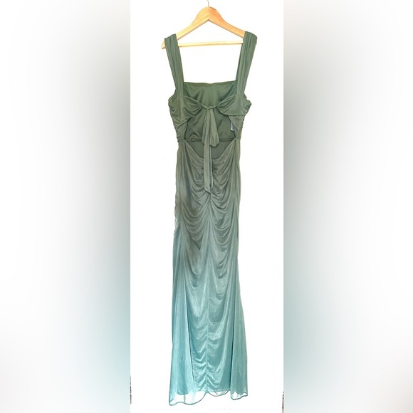 Azazie Sheath Bow Chiffon Dress | Sz A2 | Straight Neckline | ruched body - Picture 10 of 10